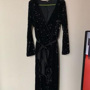 Long slit sequin formal dress